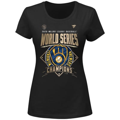 Milwaukee Brewers Fanatics Women's 2026 World Series Champions Plus Size Locker Room T-Shirt - Black