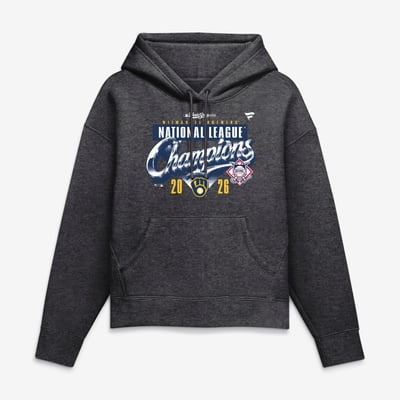 Milwaukee Brewers Fanatics Women's 2026 National League Champions Locker Room Hoodie - Heather Charcoal