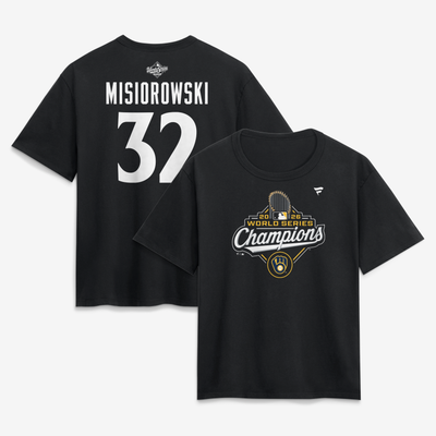 Jacob Misiorowski Milwaukee Brewers Fanatics Women's 2026 World Series Champions Name & Number T-Shirt - Black