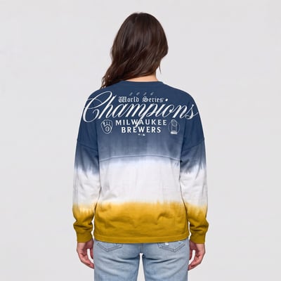 Milwaukee Brewers Fanatics Women's 2026 World Series Champions Ombre Long Sleeve T-Shirt - Navy