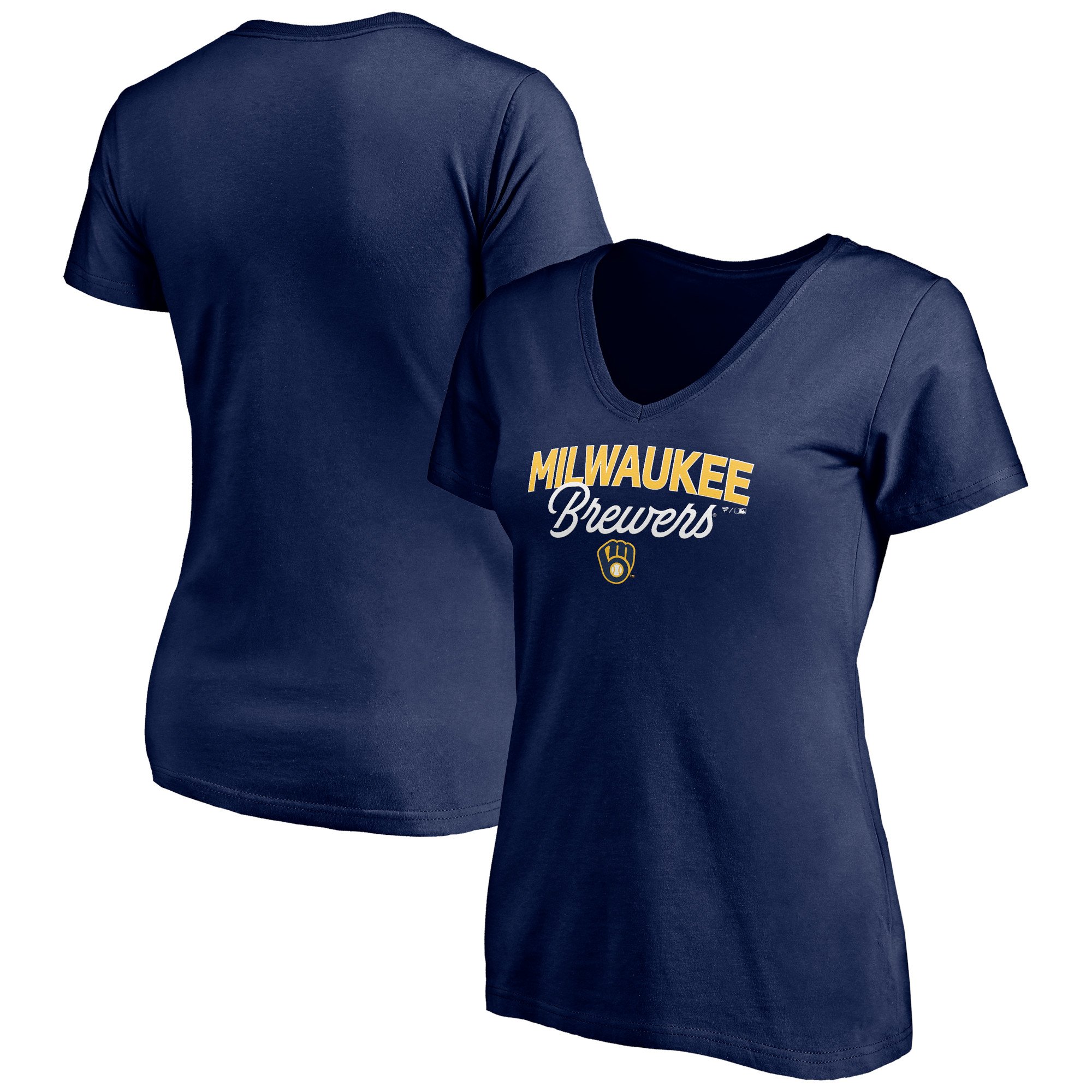 Women's Milwaukee Brewers Fanatics Navy Depth Chart VNeck TShirt