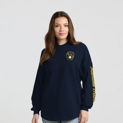  Milwaukee Brewers Fanatics Women's Postseason Jersey Long Sleeve T-Shirt - Navy