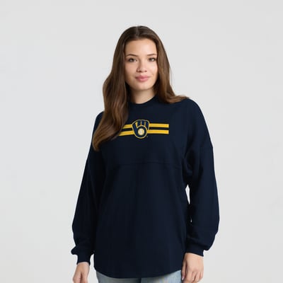  Milwaukee Brewers Fanatics Women's Tap Long Sleeve T-Shirt - Navy