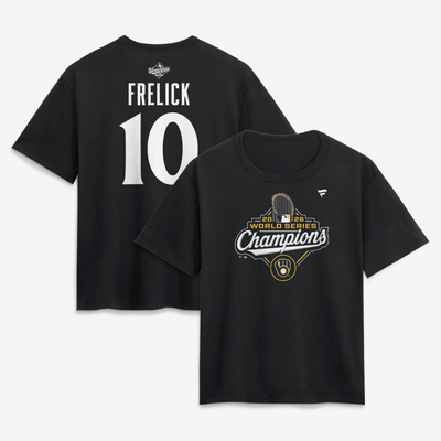 Sal Frelick Milwaukee Brewers Fanatics Women's 2026 World Series Champions Name & Number T-Shirt - Black