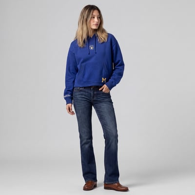 Milwaukee Brewers Mitchell & Ness Women's Cooperstown Collection Retro Roots Pullover Hoodie - Royal
