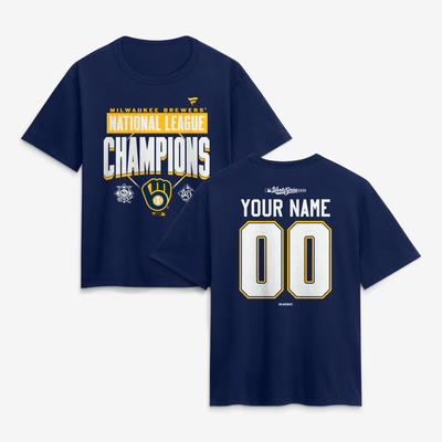  Milwaukee Brewers Women's 2026 American League Champions Custom Name & Number T-Shirt - Navy