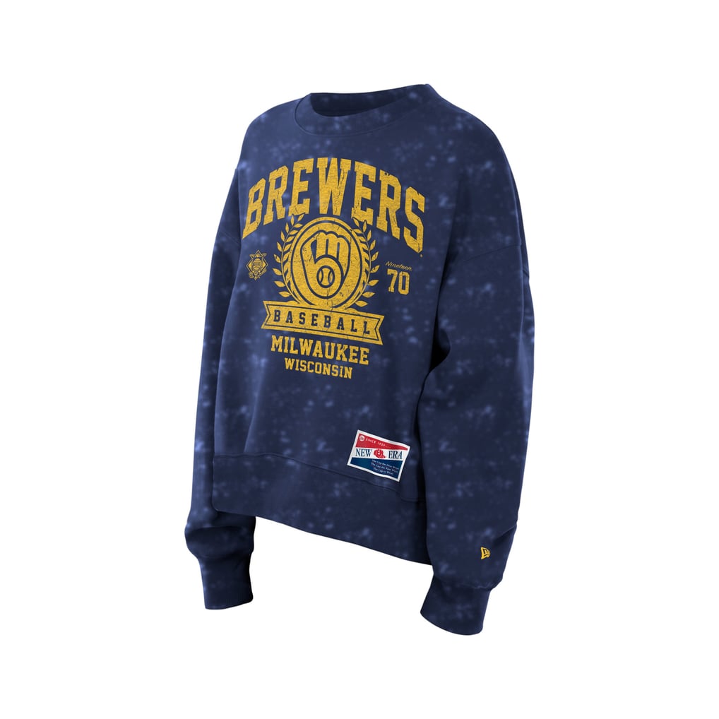 Milwaukee Brewers New Era Women's Throwback Oversized Boxy Sweatshirt - Navy