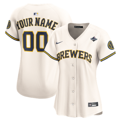  Milwaukee Brewers Nike Women's 2026 World Series Patch Home Limited Custom Jersey - Cream