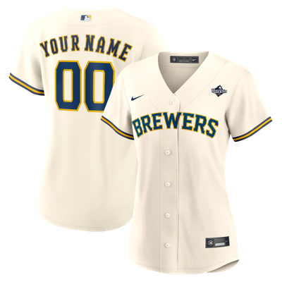  Milwaukee Brewers Nike Women's 2026 World Series Patch Home Replica Custom Jersey - Cream