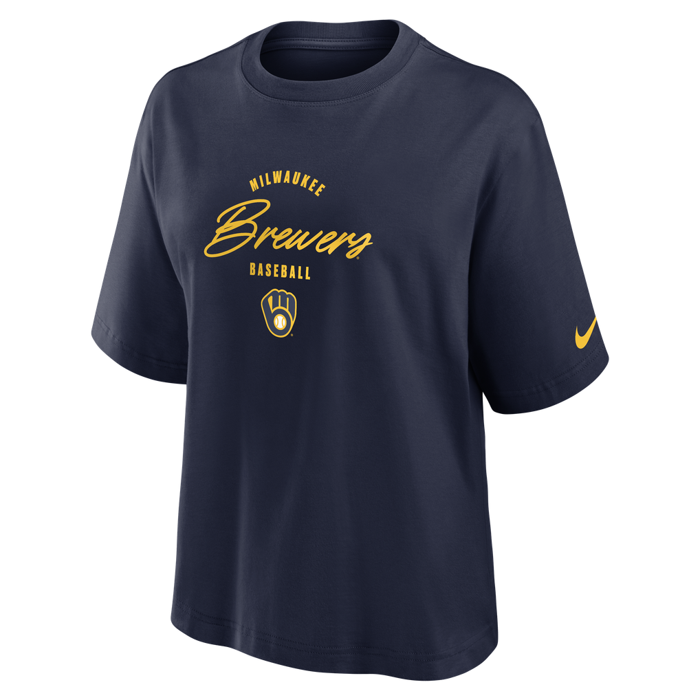Women's Milwaukee Brewers Jackson Chourio Nike Navy Premium Essentials ...