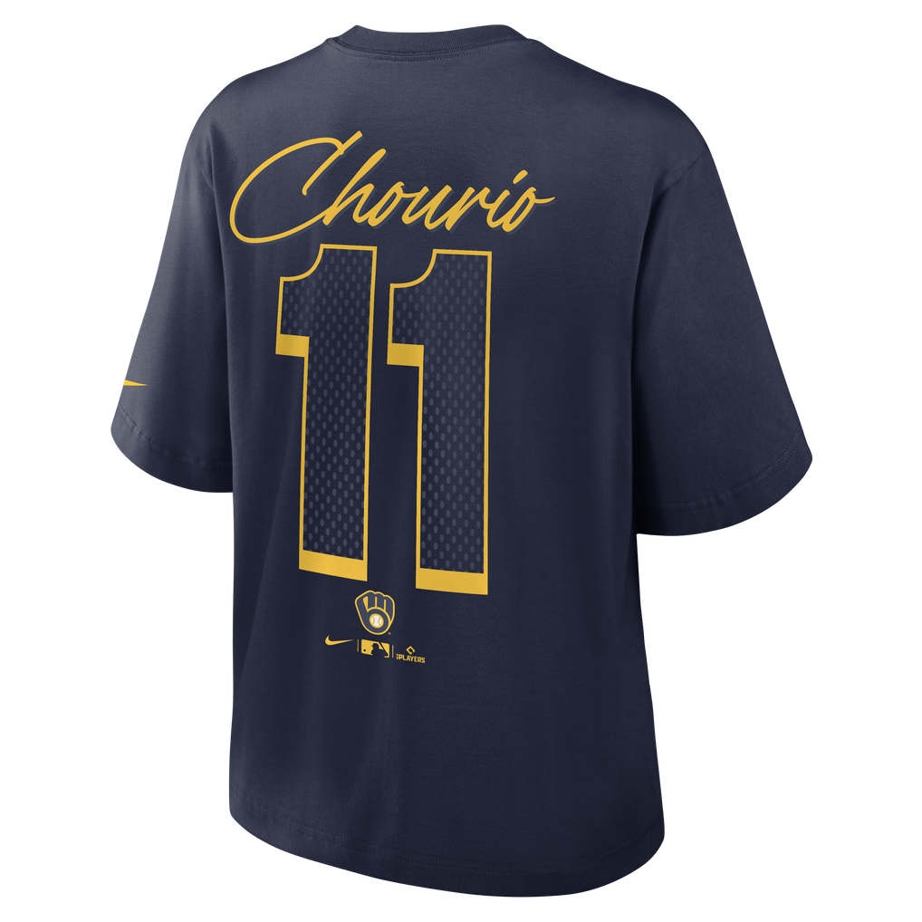 Women's Milwaukee Brewers Jackson Chourio Nike Navy Premium Essentials ...