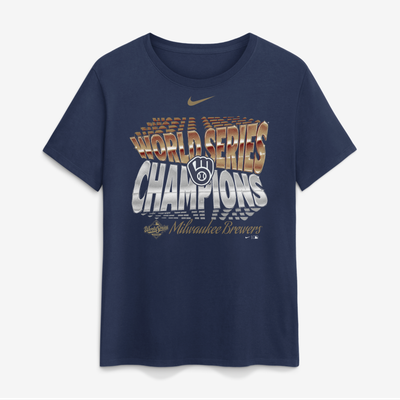 Milwaukee Brewers Nike Women's 2026 World Series Champions Stack T-Shirt - Navy