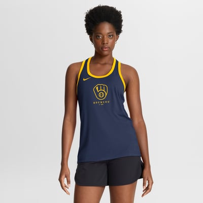 Milwaukee Brewers Nike Women's Tri-Blend Dri-FIT Racerback Tank Top - Navy