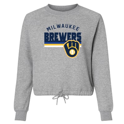  Milwaukee Brewers Soft as a Grape Women's Boxy Fleece Crew Sweatshirt - Heather Gray