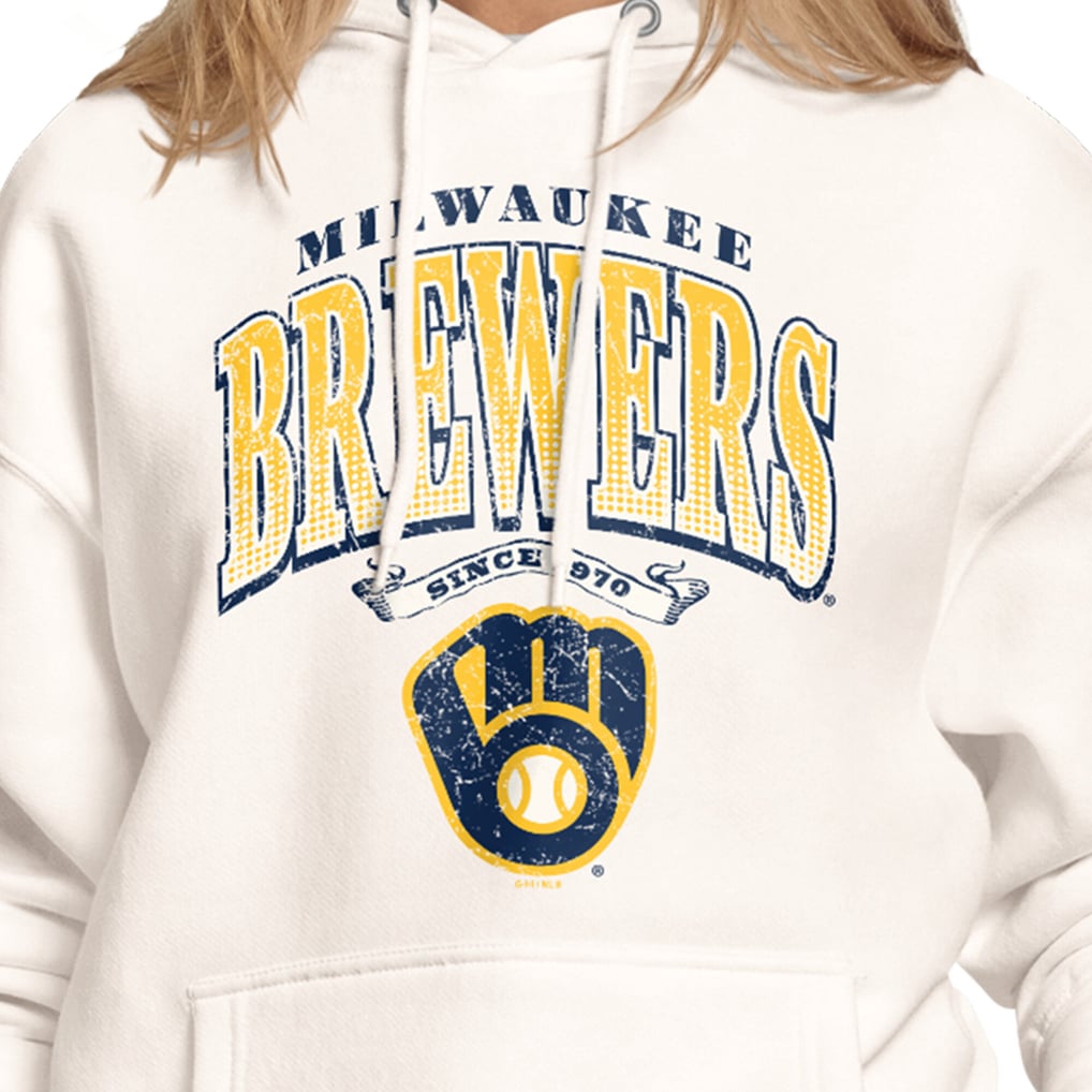 Rqd Guide Women's Milwaukee Brewers Starter Cream Home Run Legacy Fleece Hoodie
