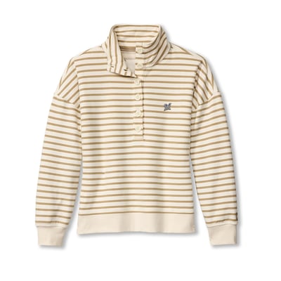 Milwaukee Brewers Tommy Bahama Women's Marina Del Mar Stripe Mock Neck Sweatshirt - White