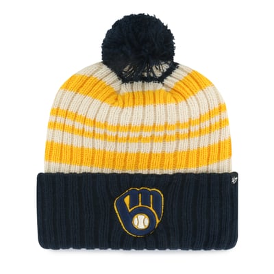 Milwaukee Brewers '47 Youth Snow Fort Cuffed Knit Hat with Pom - Navy