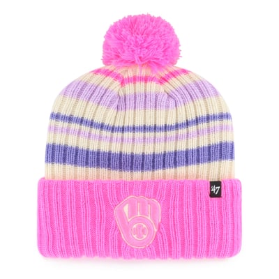 Milwaukee Brewers '47 Youth Snow Fort Cuffed Knit Hat with Pom - Pink
