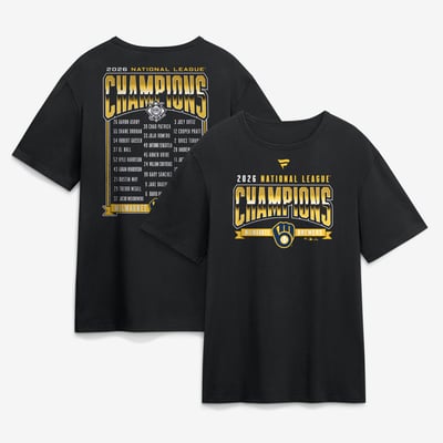 Milwaukee Brewers Fanatics Youth 2026 National League Champions Roster T-Shirt - Black