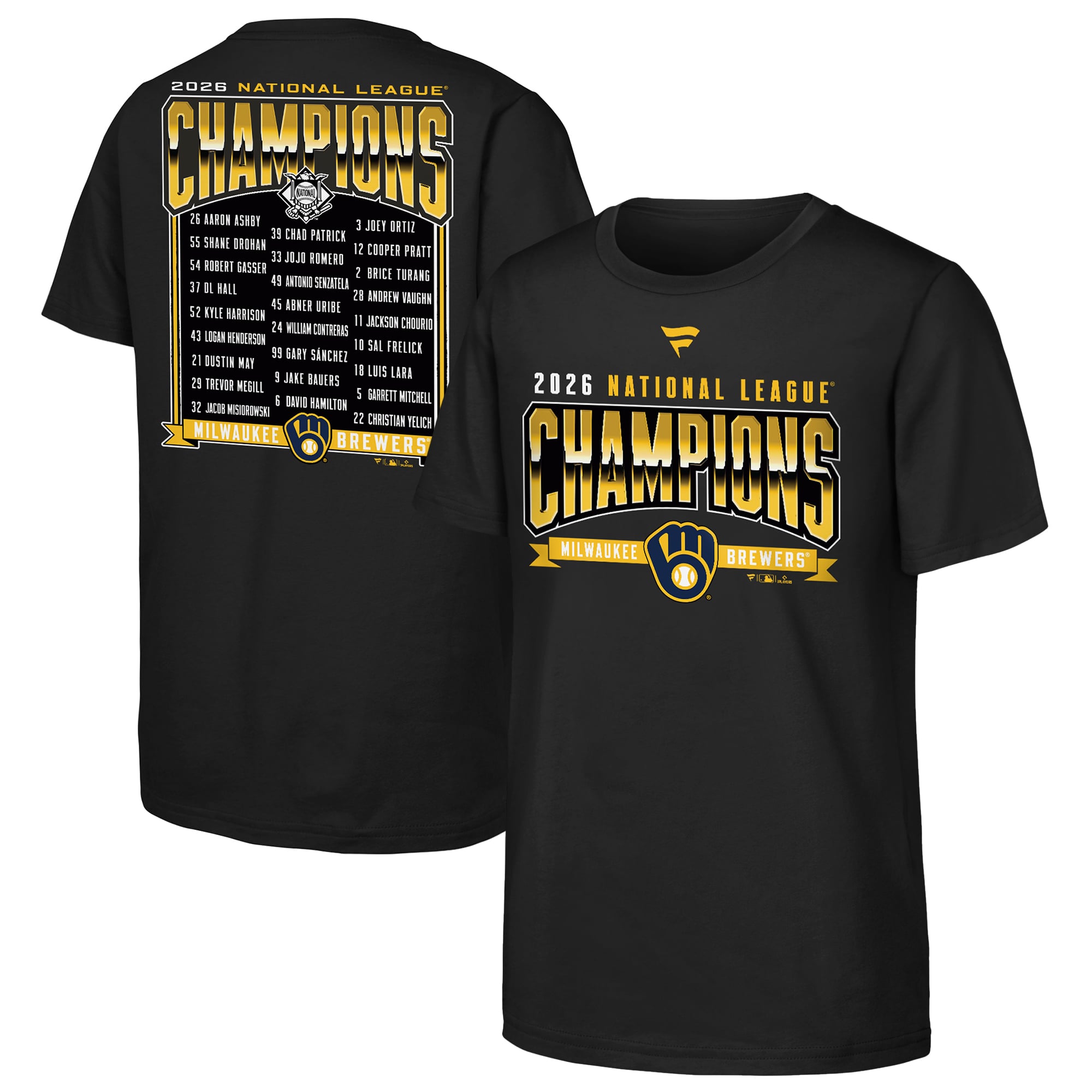 Fanatics Milwaukee Brewers Youth Black 2026 National League Champions ...