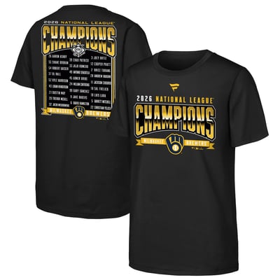 Milwaukee Brewers Fanatics Youth 2026 National League Champions Roster T-Shirt - Black
