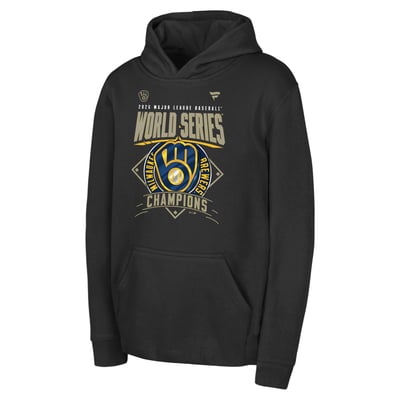 Milwaukee Brewers Fanatics Youth 2026 World Series Champions Locker Room Hoodie - Black