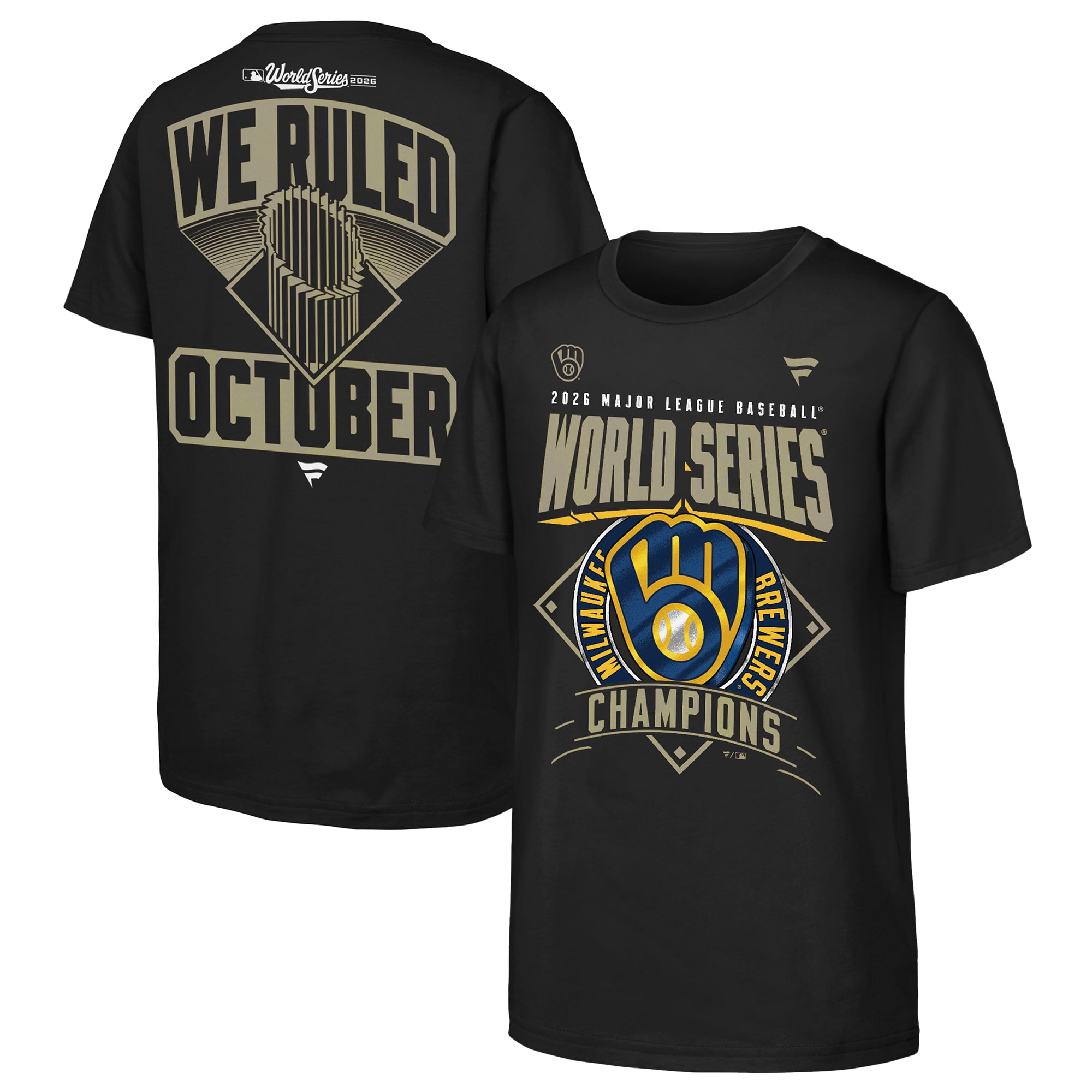 Lockr Rom Youth Milwaukee Brewers Fanatics Black 2026 World Series Champions ...