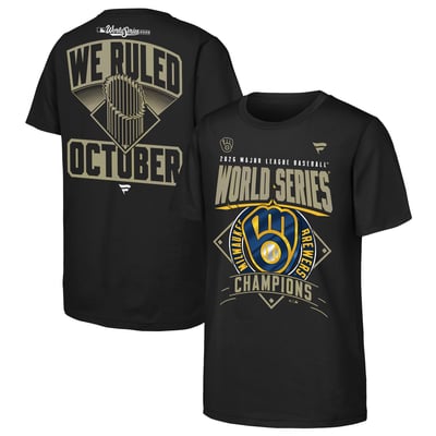 Milwaukee Brewers Fanatics Youth 2026 World Series Champions Locker Room T-Shirt - Black