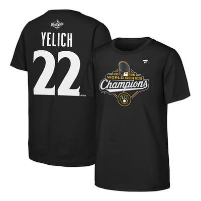 Christian Yelich Milwaukee Brewers Fanatics Youth 2026 World Series Champions Name & Number T-Shirt - Black