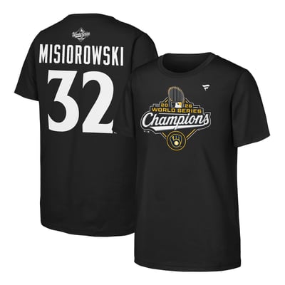 Jacob Misiorowski Milwaukee Brewers Fanatics Youth 2026 World Series Champions Name & Number T-Shirt - Black