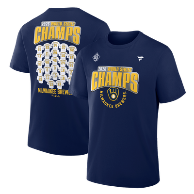  Milwaukee Brewers Fanatics Youth 2026 World Series Champions Jersey Roster T-Shirt - Navy