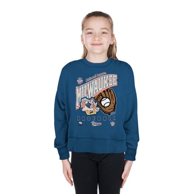  Milwaukee Brewers New Era Youth 2026 City Connect Mineral Wash Fleece Sweatshirt - Blue