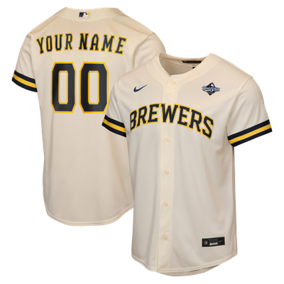  Milwaukee Brewers Nike Youth 2026 World Series Home Replica Custom Jersey - Cream