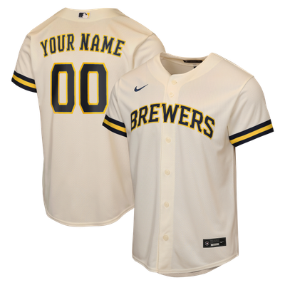 Milwaukee Brewers Nike Youth Home Replica Custom Jersey - Cream