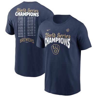 Milwaukee Brewers Nike Youth 2026 World Series Champions Roster T-Shirt - Navy