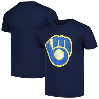 Milwaukee Brewers Soft as a Grape Youth Cooperstown Collection T-Shirt - Navy