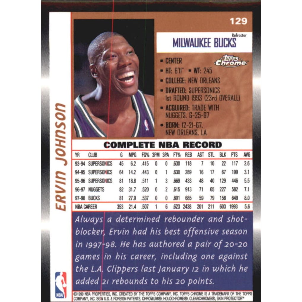 1998-99 Topps Chrome Refractors #129 Ervin Johnson