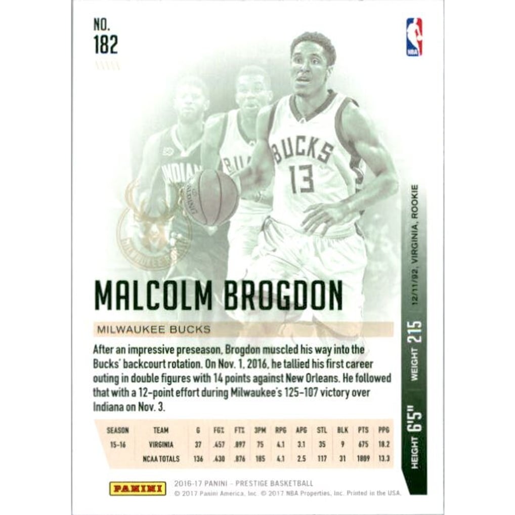 2016-17 Prestige Metallized #182 Malcolm Brogdon