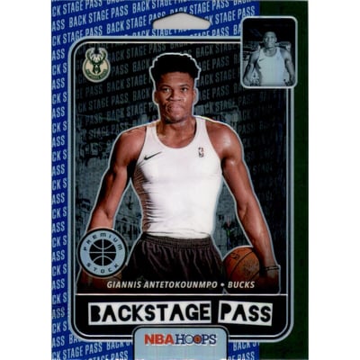 2019-20 Hoops Premium Stock Back Stage Pass Blue #9 Giannis Antetokounmpo