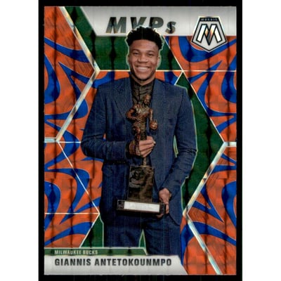 2019-20 Panini Mosaic Mosaic Blue Reactive #297 Giannis Antetokounmpo MVP
