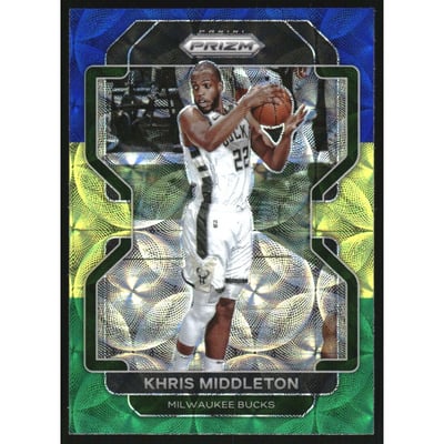 2021-22 Panini Prizm Prizms Choice Blue Yellow and Green #128 Khris Middleton