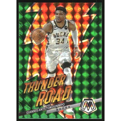 2022-23 Panini Mosaic Thunder Road Mosaic Green #6 Giannis Antetokounmpo