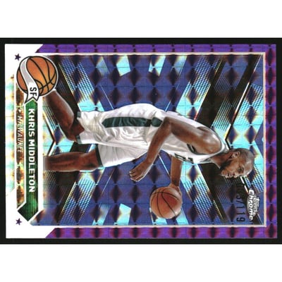 2023-24 Topps Chrome Purple Geometric Refractors #67 Khris Middleton
