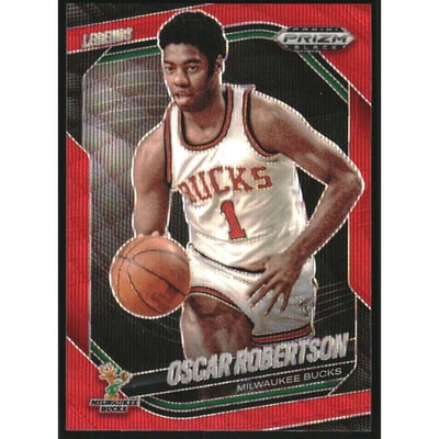 2024-25 Panini Prizm Black Prizms Ruby Wave #296 Oscar Robertson LGD