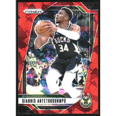 2024-25 Panini Prizm Prizms Red Ice #85 Giannis Antetokounmpo