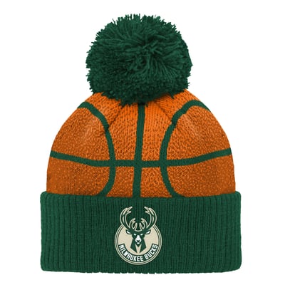 Milwaukee Bucks Infant Basketball Head Cuffed Knit Hat with Pom - Hunter Green