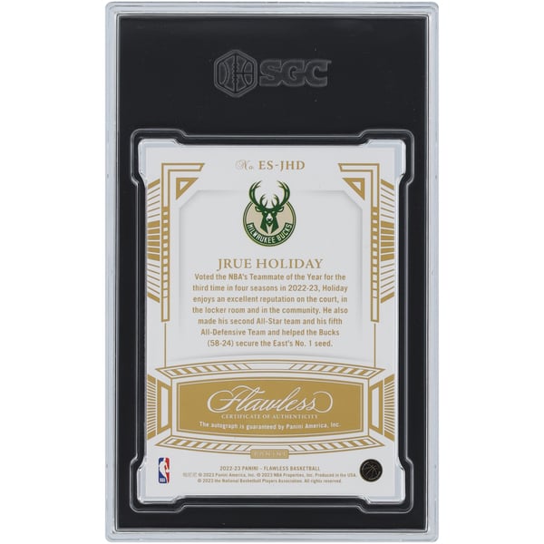 Jrue Holiday Milwaukee Bucks Autographed 2022-23 Panini Flawless 