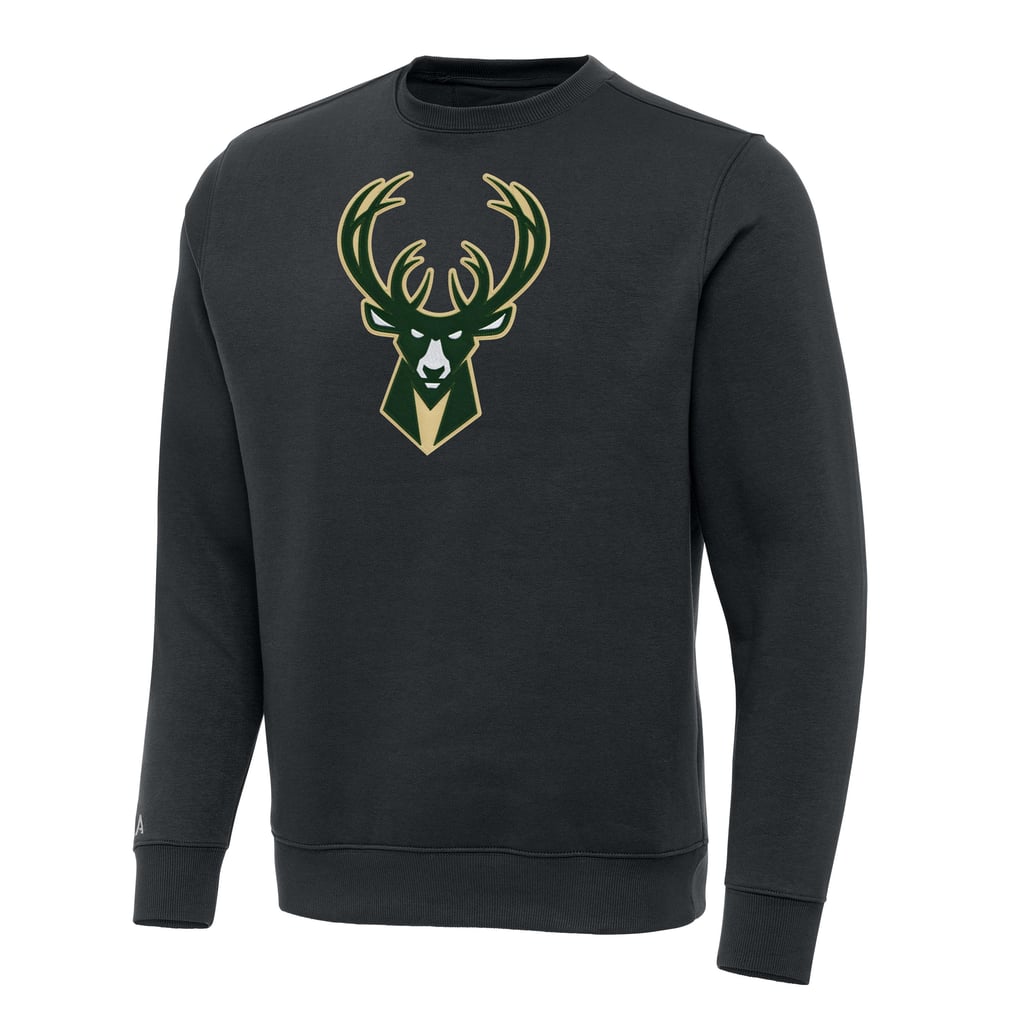 Milwaukee Bucks Antigua Victory Crewneck Pullover Sweatshirt - Charcoal