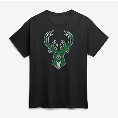 Milwaukee Bucks Big & Tall Metallic Mascot T-Shirt - Black