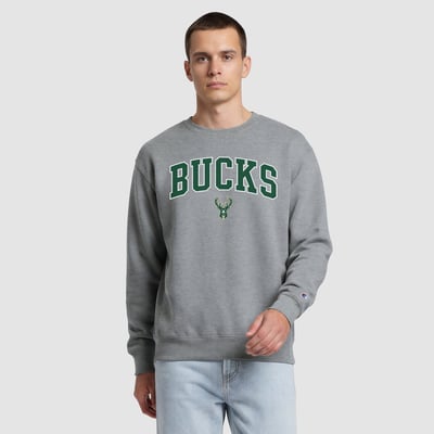  Milwaukee Bucks Champion Contrast Crewneck Sweatshirt - Gray